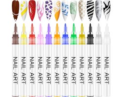Set van 12 Kleurige Nagellakpennen voor 3D Gel Nagelkunst, DIY Nagelontwerpen en Nagelart Tools