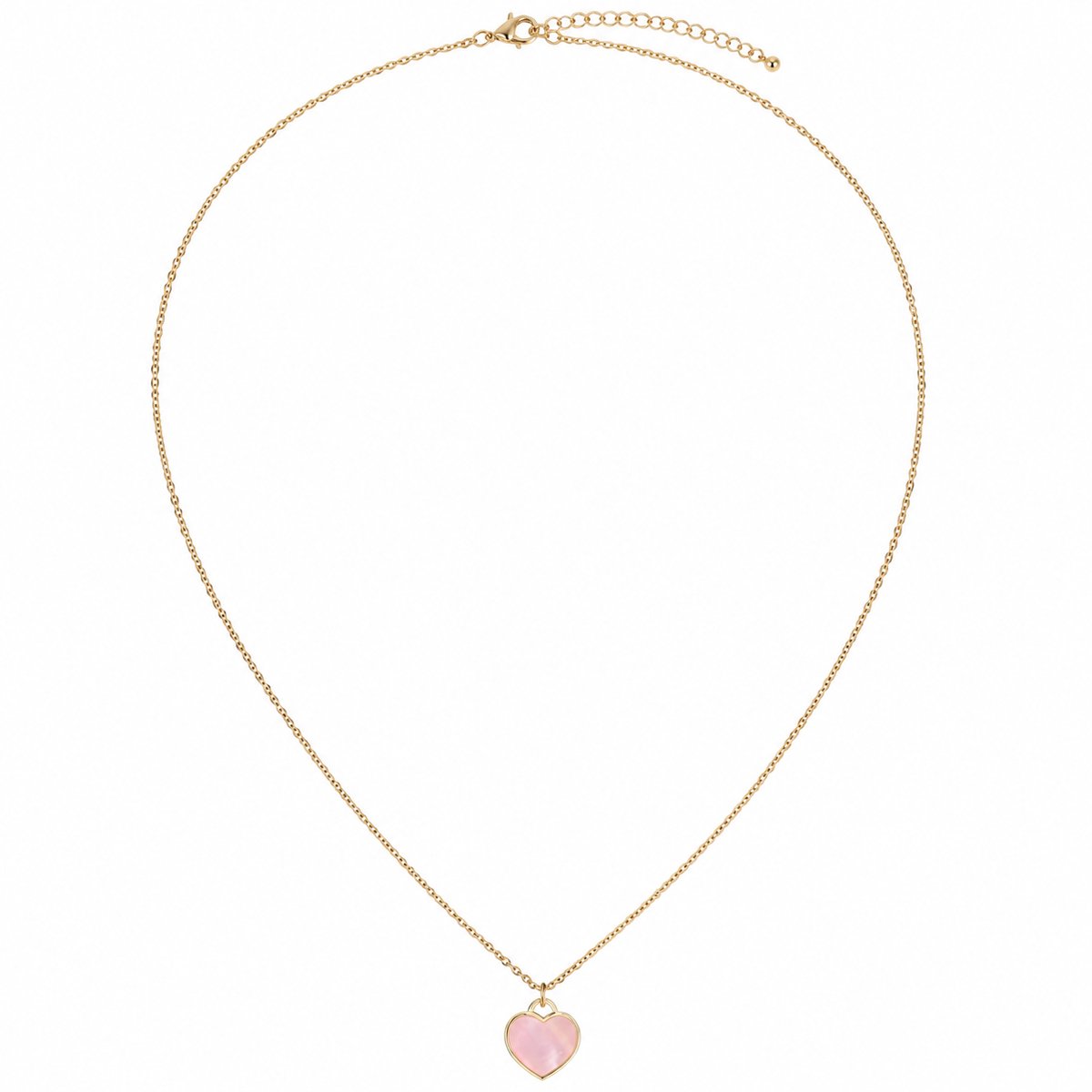 Victorious Goudkleurige ketting dames - Halsketting met Roze hart - 44 - 49cm