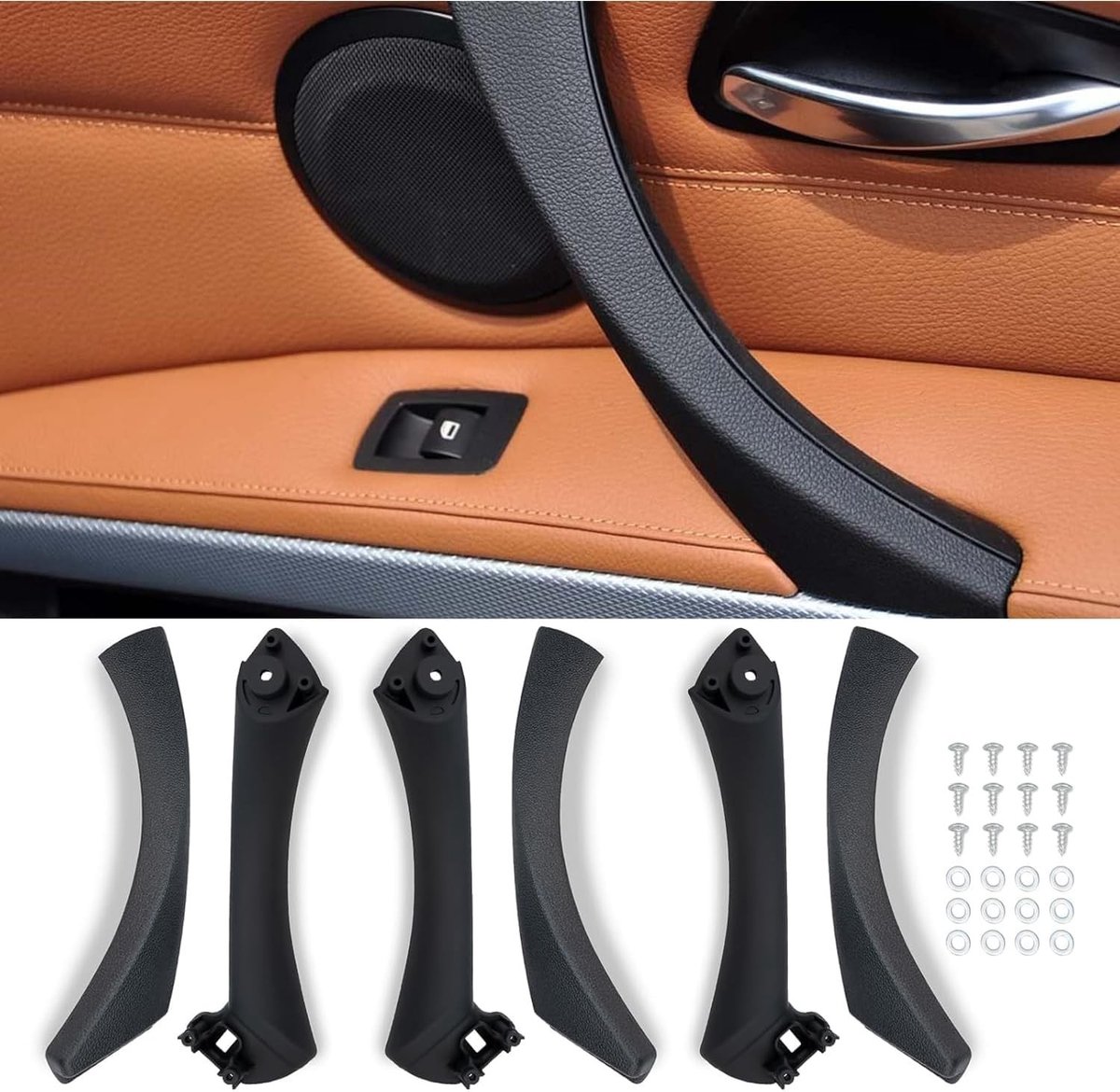 6 Stuks Deurhandgrepen Binnen Links en Rechts Geschikt voor BMW 3 Serie E90/E91/E92/E93, Vervangende Deurhandgreep voor 316i, 318i, 320i, 320d, 323i, 325i, 328i, 330i, 335i (Zwart)