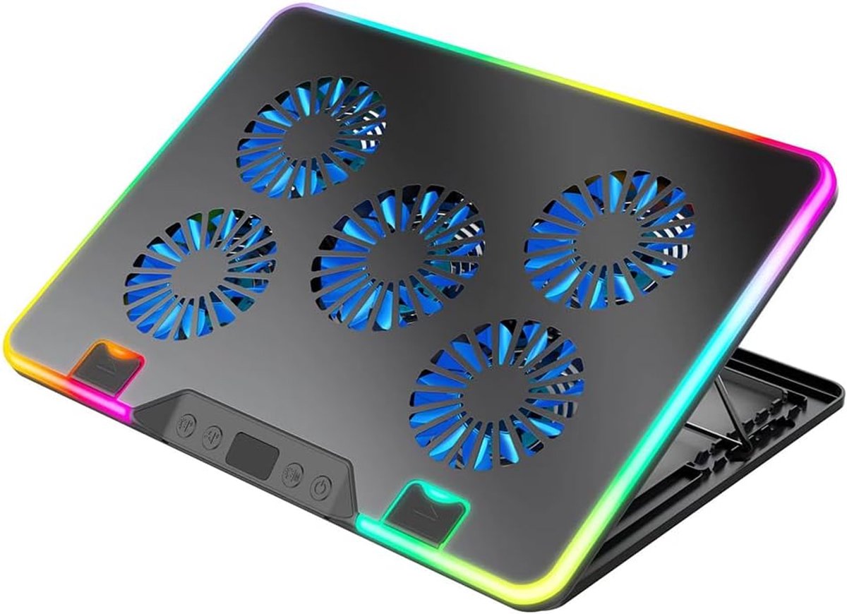 Laptop Koelpad met 5 stille ventilatoren en verstelbare hoogte rack voor 11-17,3" gaming laptops standaard