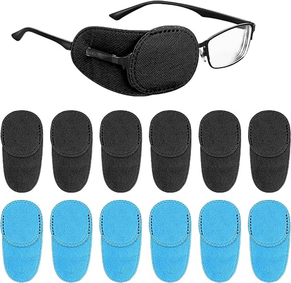 12 stuks ooglapjes voor brillen – herbruikbare ooglapjes van vliesstof voor links en rechts - geschikt voor volwassenen en kinderen - Oogpleisters - Brillen - Vliesstof - Volwassenen en kinderen - Luie ogen - Amblyopie - Strabismus - Rechter