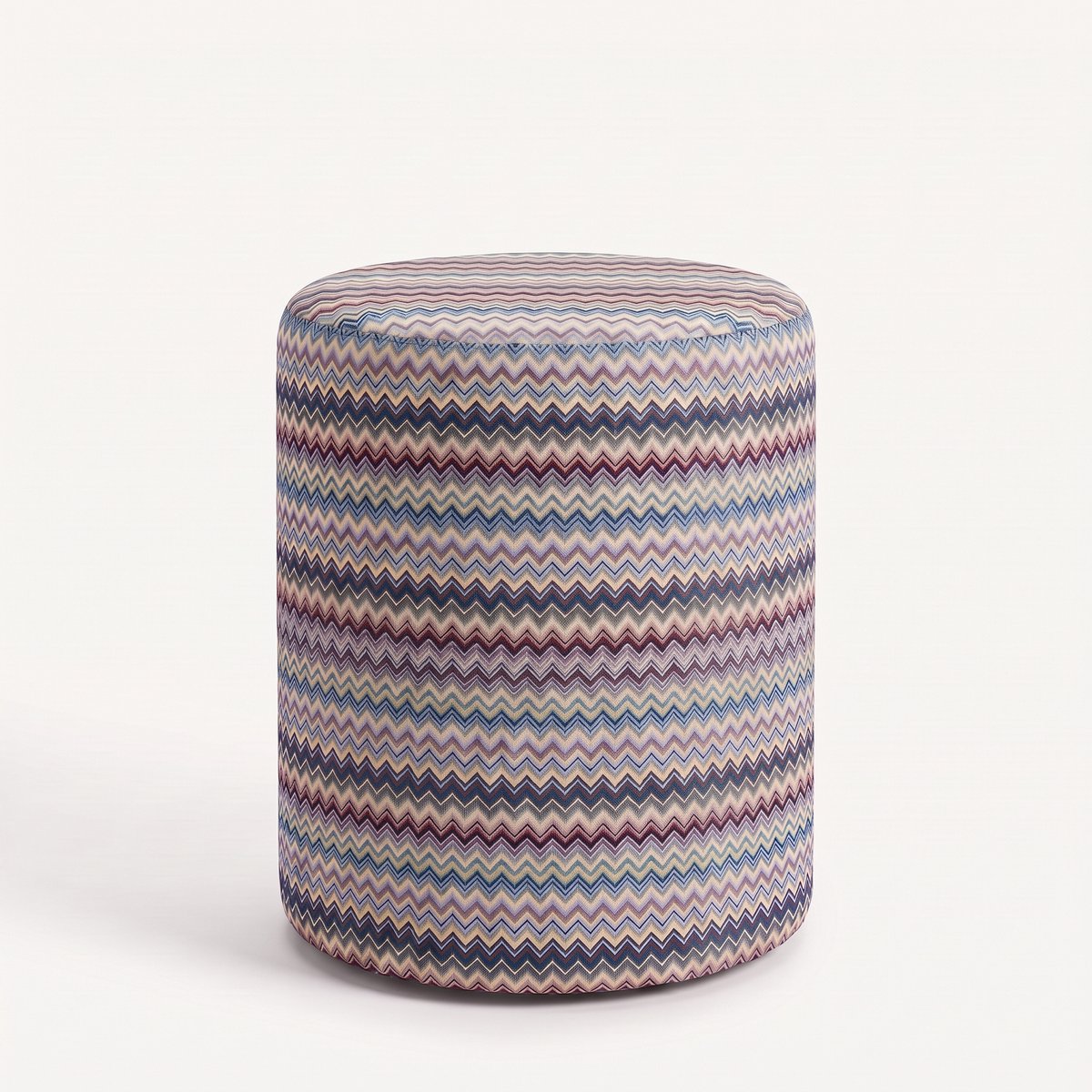 Mörgenn Poef Zigzag Lavender - Ronde Poef en Voetenbank - Chevron Geweven - 40x40x50 cm