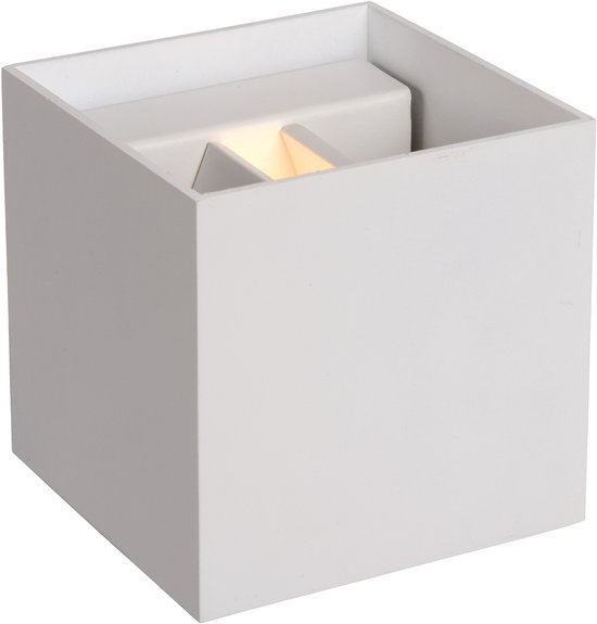 Witte vierkante wandlamp met dimbare LED, verstelbare stralingshoek.