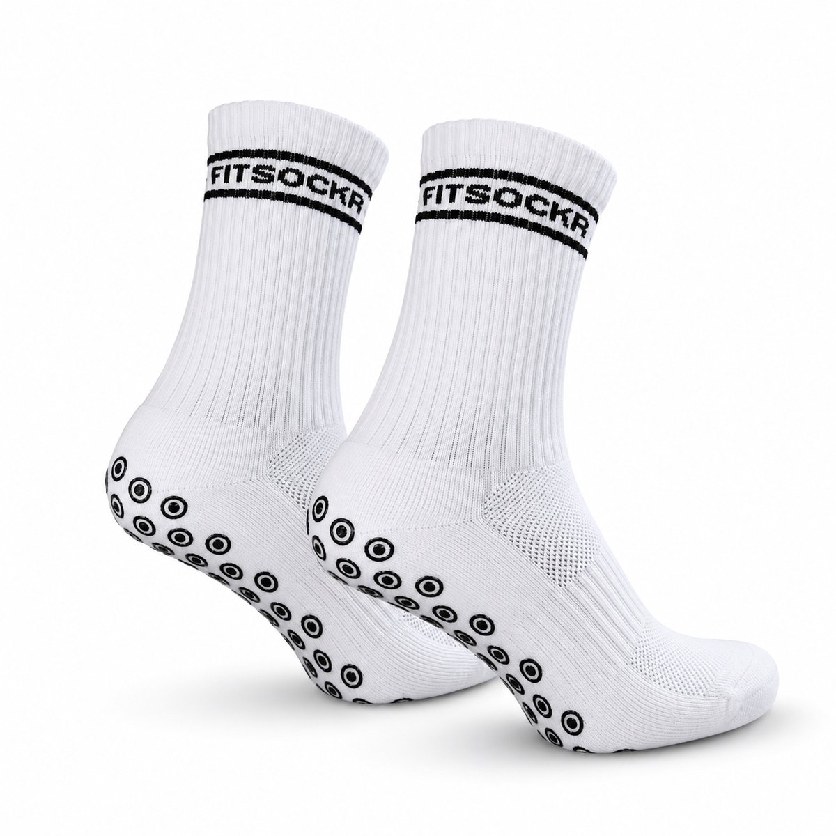 FitSockr Gripsokken Voetbal - Sportsokken - Grip socks - Voetbalsokken - Padel sokken - Antislip Sokken Heren/Dames/Kind - Stripe - Wit - Maat 44-48