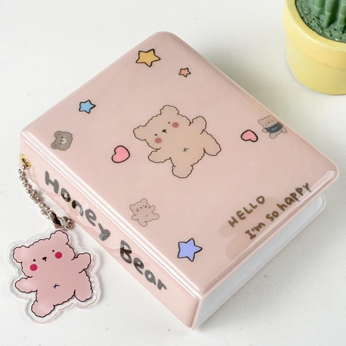 Mini Fotoalbum 3 Inch met 36 Pockets, Schattige Beren Ontwerp, Ideaal voor Foto's en Kaarten, Handig en Compact