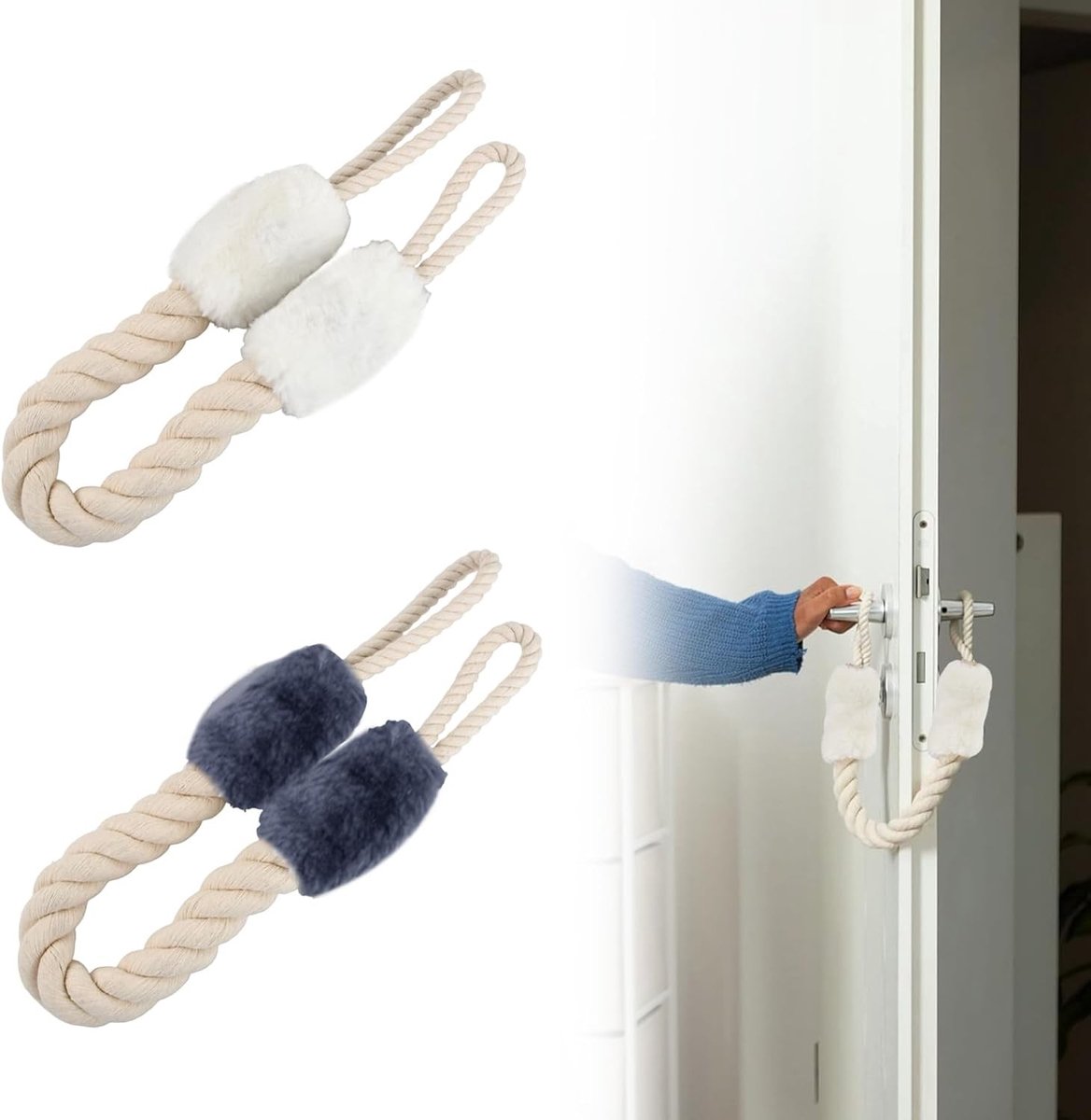 Duurzame Deuropeners en Stopper Jassen, Set van 2, Veilig voor Kinderen en Huisdieren, 60 cm Lang, Bescherming tegen Klemmen