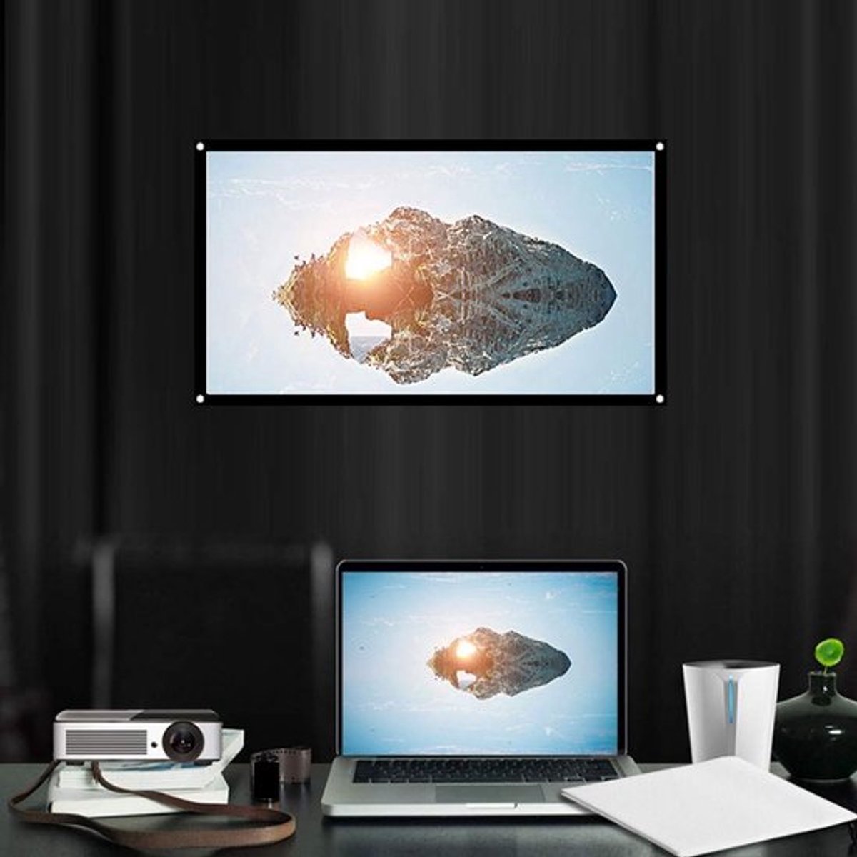 Dailygoody - Projector Scherm - Draagbaar Projectiescherm - 50 Inch - Zacht Wit