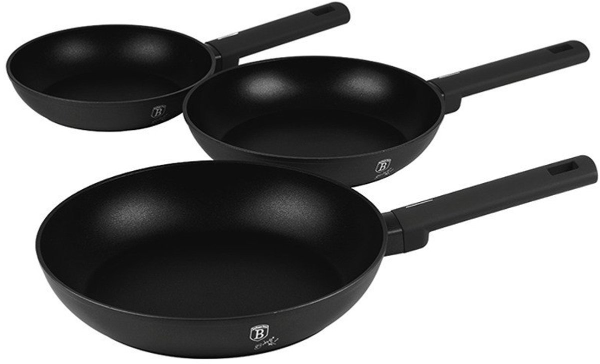 Set van 3 pannen met titaniumcoating uit de Matte Black Collection