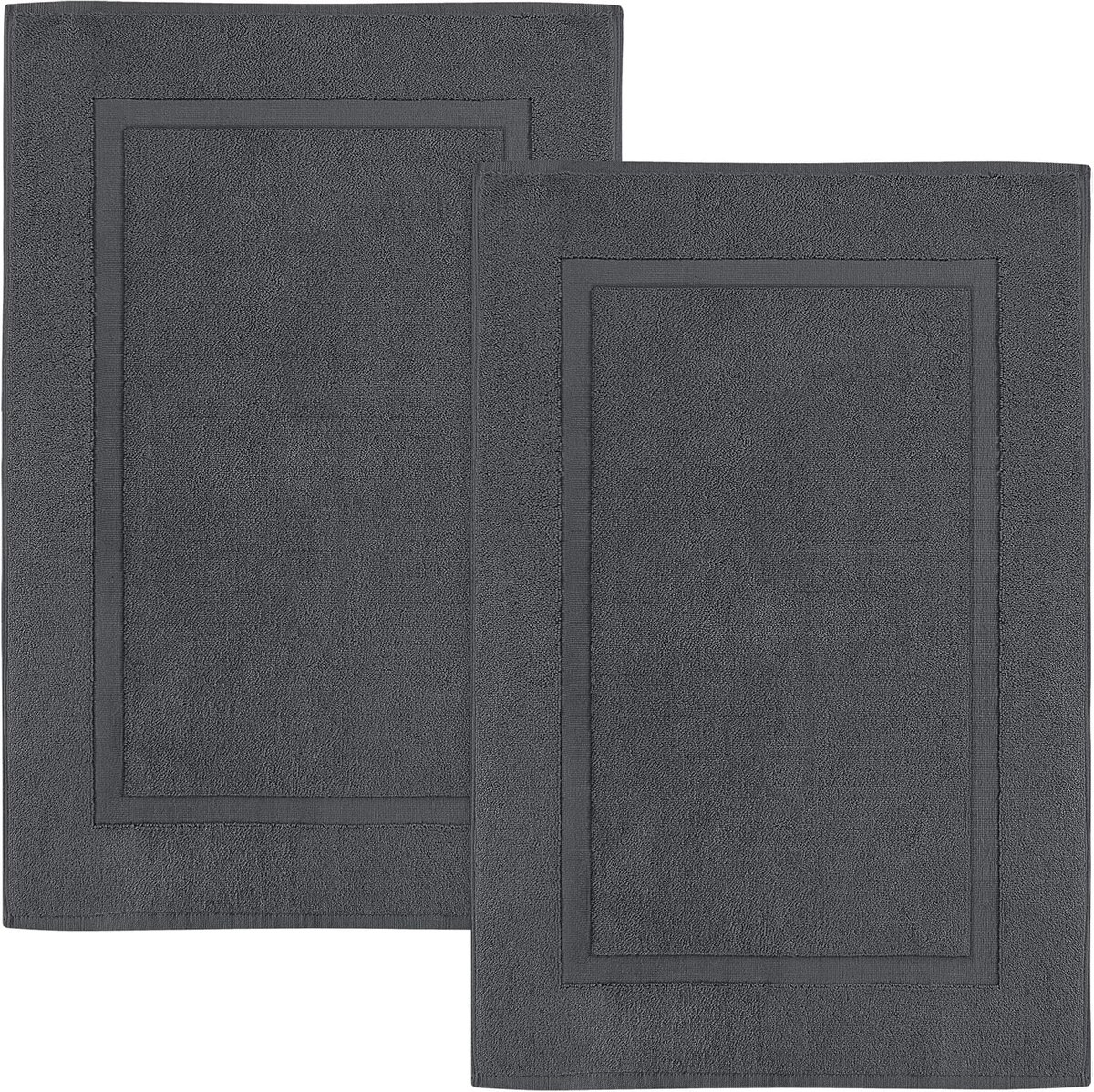 Badmat - Set van 2 - 53 x 86 cm - Rubber - Machinewasbaar - Absorberend - Grijs