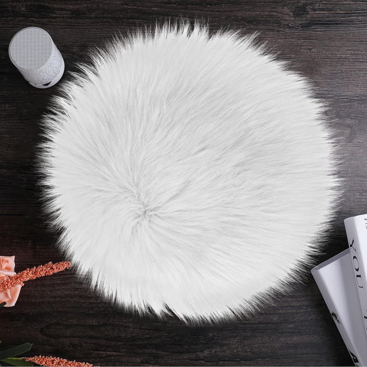 Vloerkleed - Diameter 30 cm - Rond - Polyester - Wit