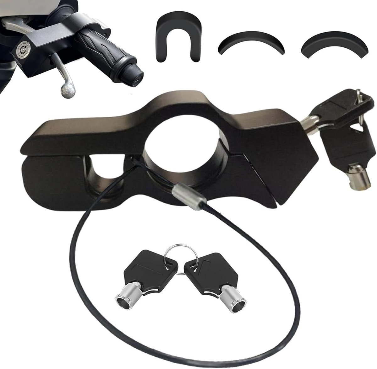 Stuur- en Motorslot - Aluminium - 13,8 x 5,7 x 2,9 cm - Verstelbaar met 2 Sleutels - Voor Fiets en Motor