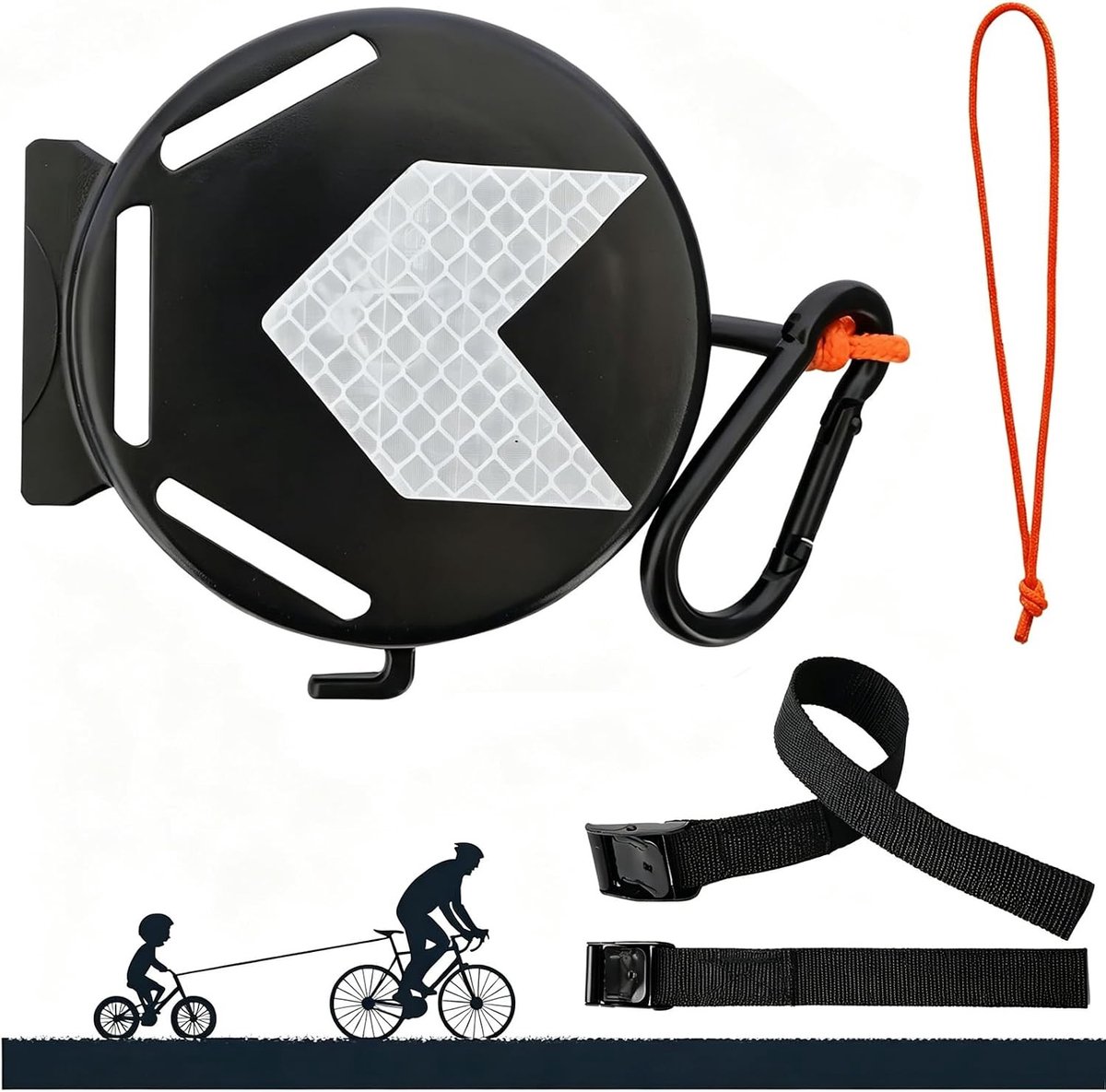 Fiets sleeptouw - Zwart - 9,5 x 9,5 x 6 cm - Veilig en Sterk Trekkoord - Voor Kinderen en Volwassenen