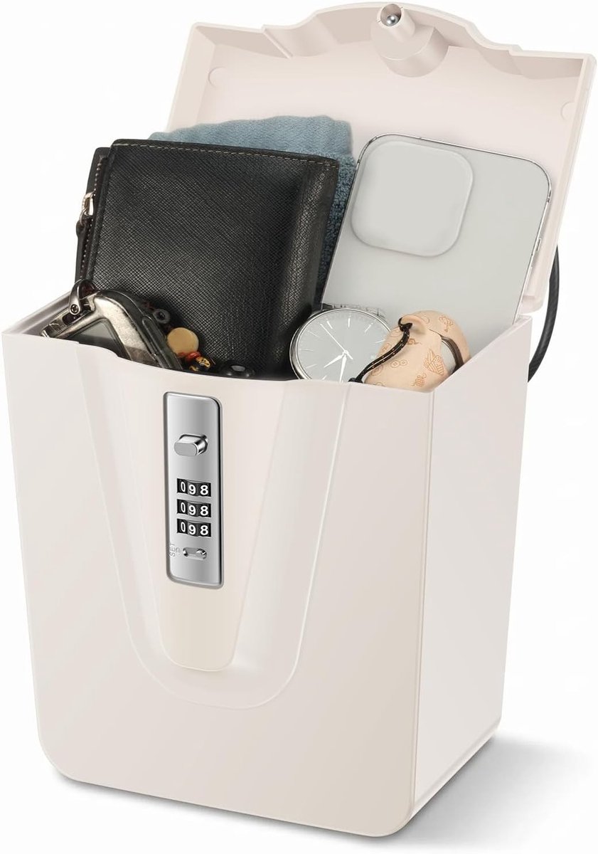 Draagbare Emmerkluis - Wit - 17 x 10 x 20 cm - Robuuste Veiligheidsbox met Combinatieslot - Voor Reizen en Outdoor