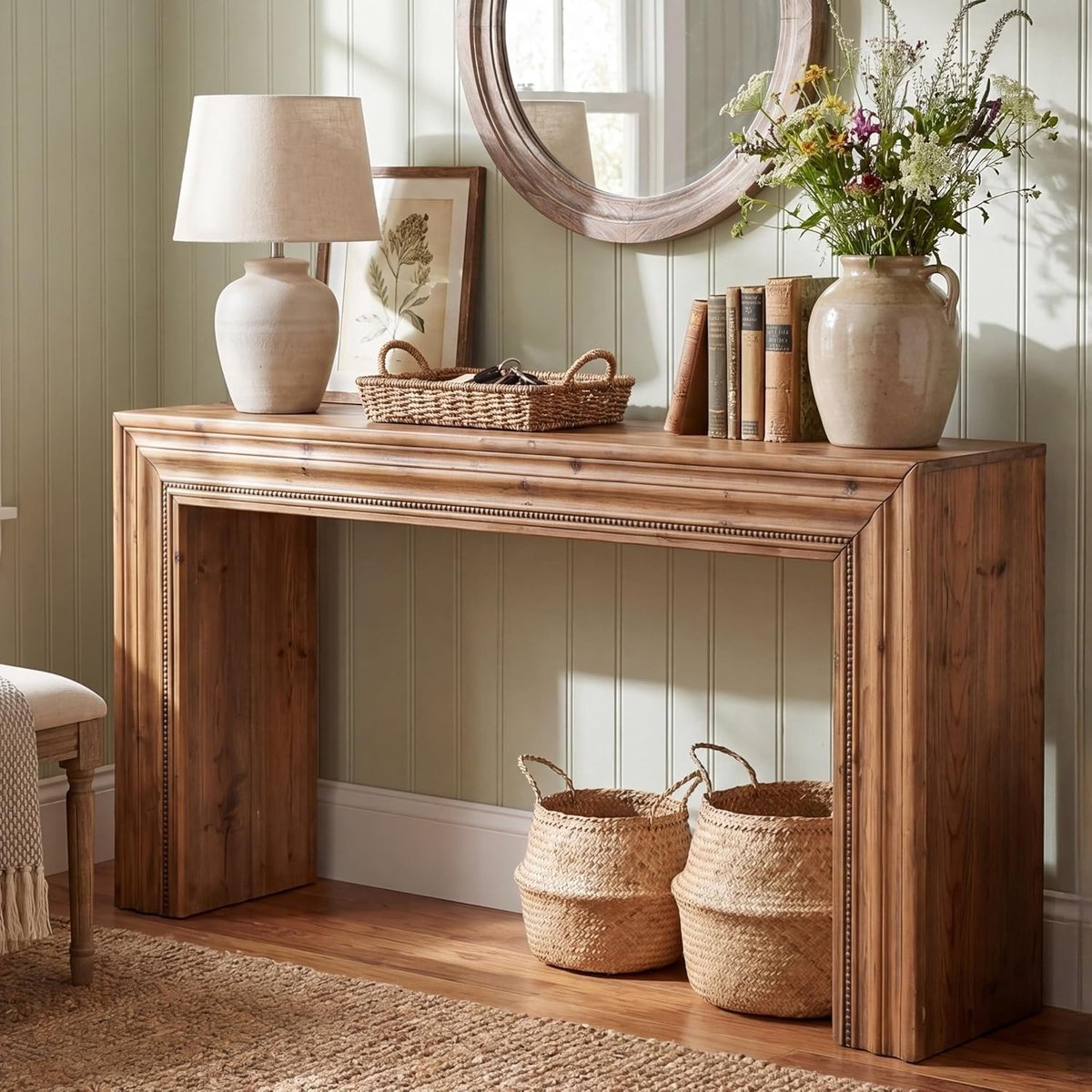 Tribesigns massief houten Consoletafel - Sidetable - Hout - Bruin - Metalen Gaaspoten - 160 x 30 x 80 cm - Console Tafel voor Hal, Woonkamer, Entree