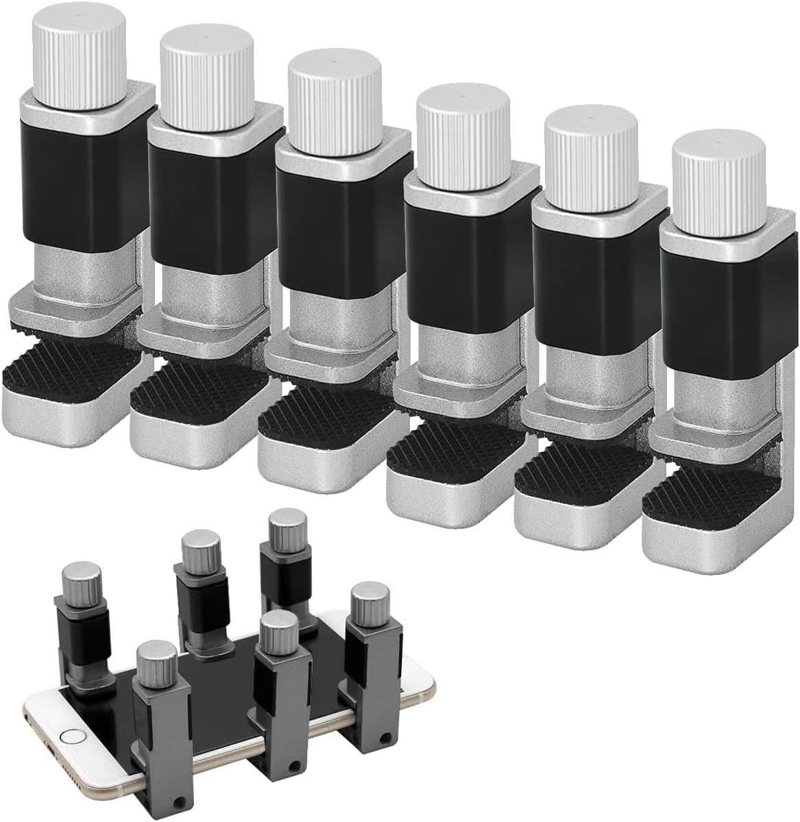 Verstelbare Display Klemmen Set van 6 Stuks, Metalen Klemmen voor LCD Schermen, Smartphone en Laptop Reparatie Tools, Antislip Klemmen voor Betrouwbare Bevestiging