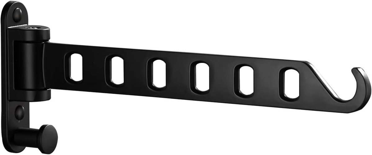 Droogrek radiator - Zwart - Klein - Opvouwbaar Met 6 Swingarmhaken - Wanddroogrek voor Wasruimte