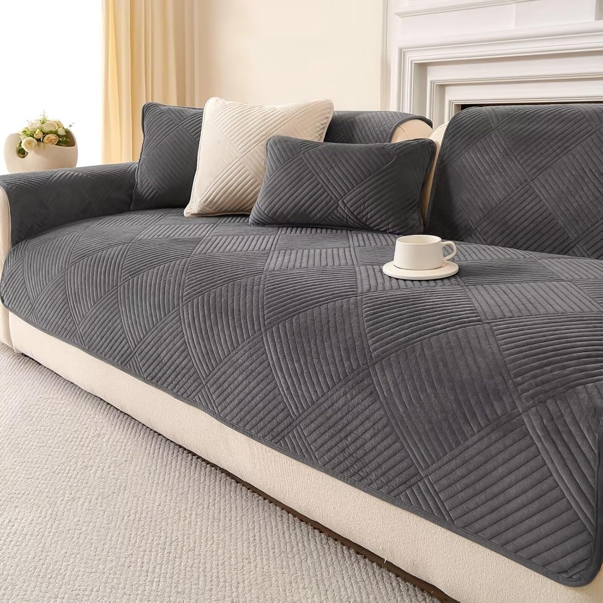 Fauteuilhoes - Donkergrijs - 90 x 160 cm - Ultra Stretch Pluche Bankovertrek - Voor Meubels en Stoelen