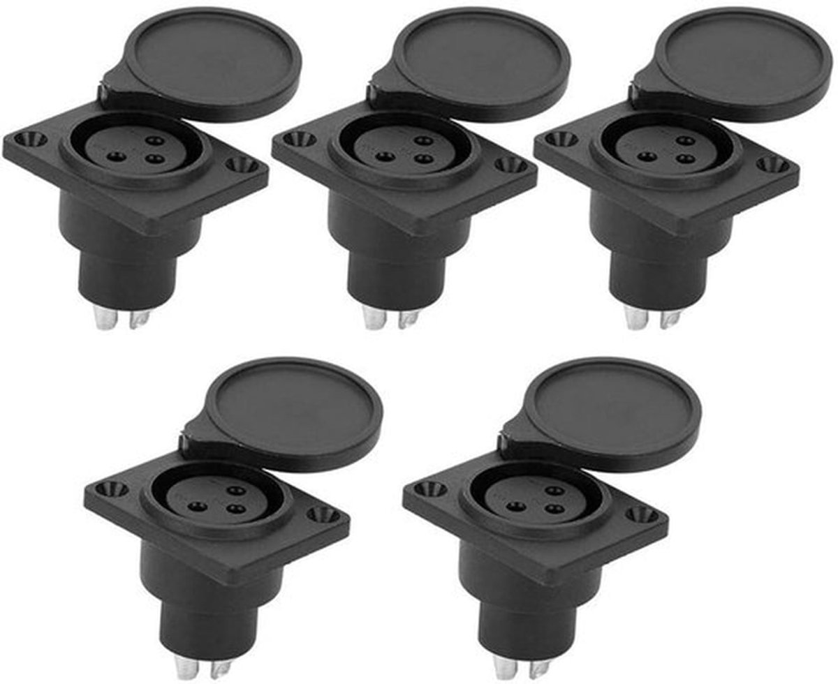 - Audio Connector - Waterdichte Microfoon Aansluiting - Perfecte Geluidskwaliteit - Zwart - 3-Pin - Set van 5 stuks - Geschikt voor...