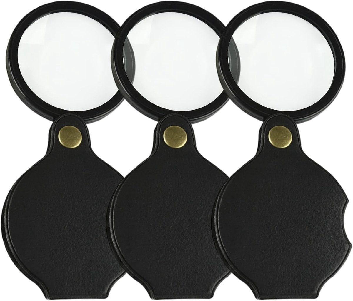 3 Stuks Draagbare Mini Opvouwbare Roterende Pocket Vergrootglas 10X voor Dichtbij Lezen en Kranten