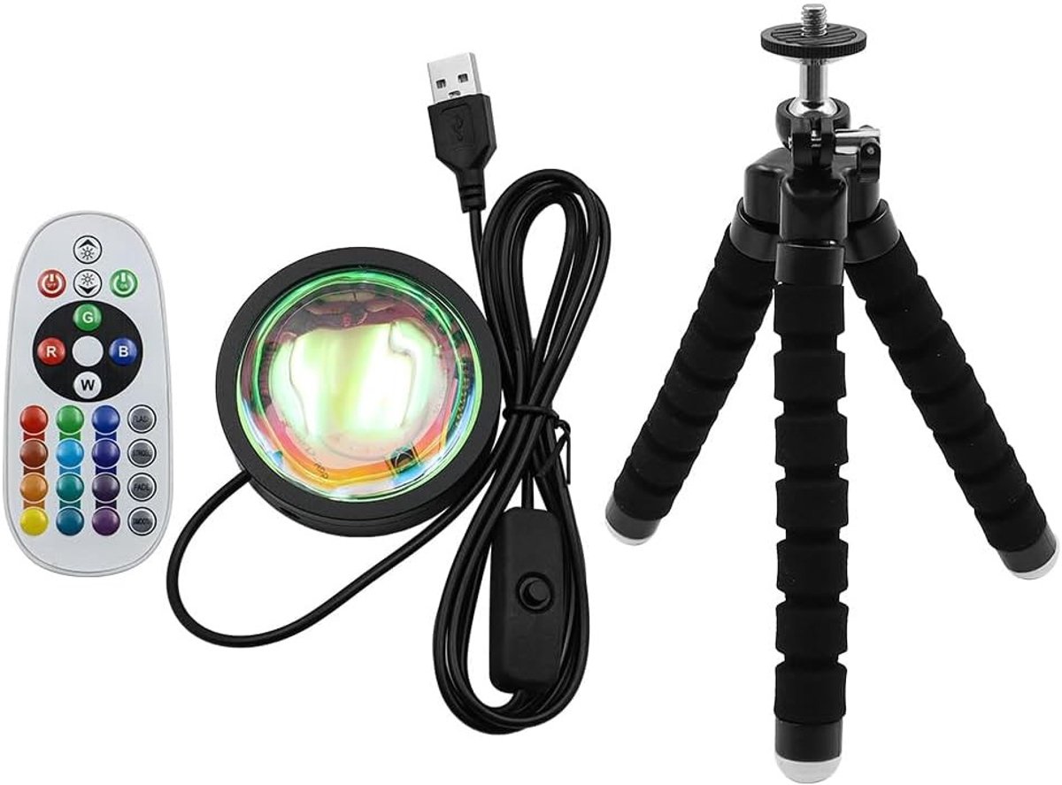 Multifunctionele LED Zonsopgang Projector Lamp met Afstandsbediening en App, Perfect voor Sfeerlicht, Fotografie en Feestjes in Huis