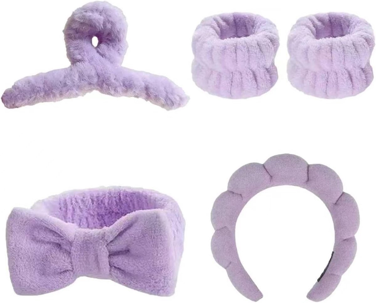 Set van 5 multifunctionele hoofdbanden voor gezichtsverzorging, make-up en wassen, zachte antislip haarbanden voor dagelijks gebruik