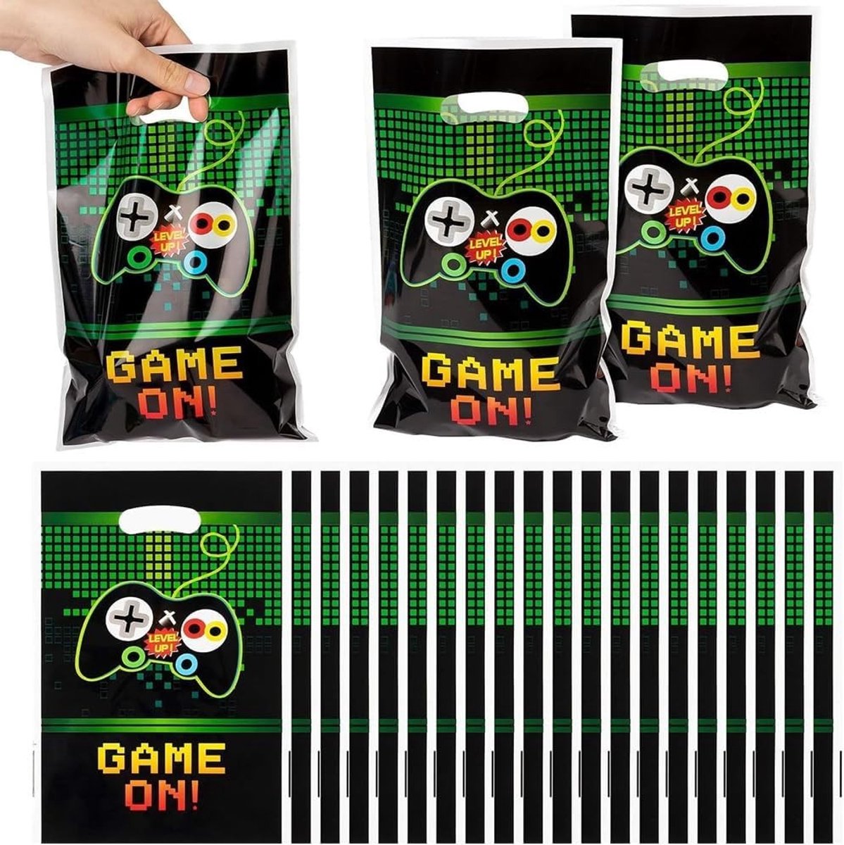 Feestelijke Goodie Bags voor Videogame Party's - 50 Stuks Plastic Traktatietassen 16x25cm voor Jongens en Kinderen, Perfect voor Verjaardagsfeestjes en Gaming Evenementen