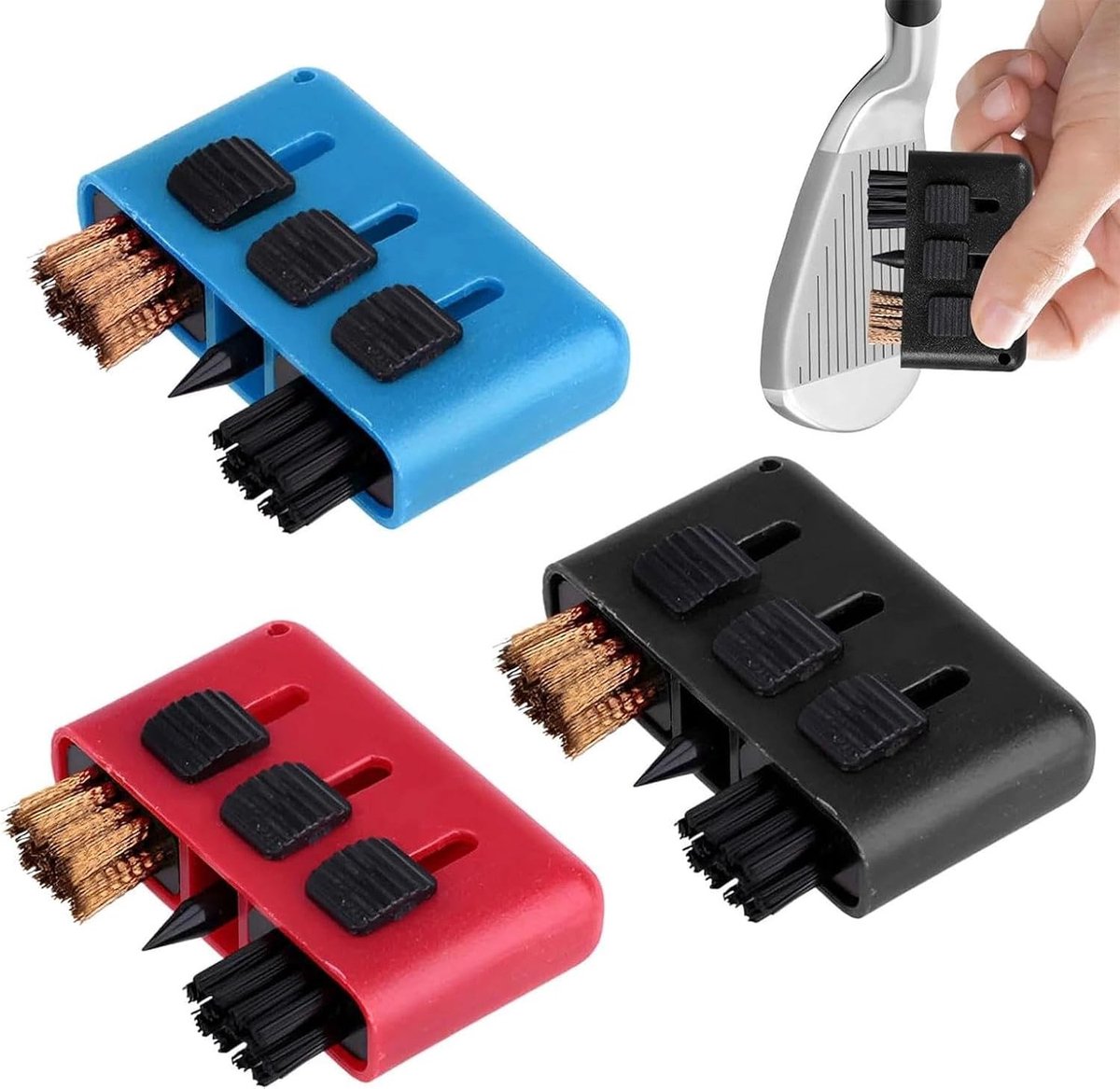 3-in-1 Draagbare Golfclub Borstel en Groef Reinigingsset - Inclusief Pocket Groef Cleaner voor Efficiënte Golfclub Onderhoud en Schoonmaakaccessoires