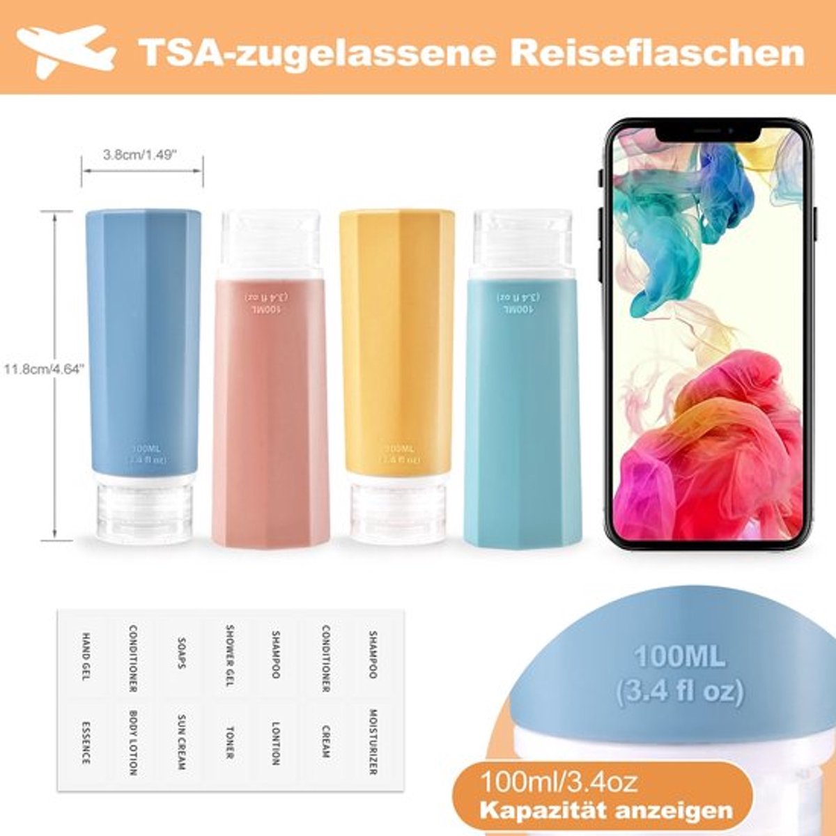 Dailygoods- Reisflessen Set van 4 - 100 ml - Lekvrij - Navulbare Containers