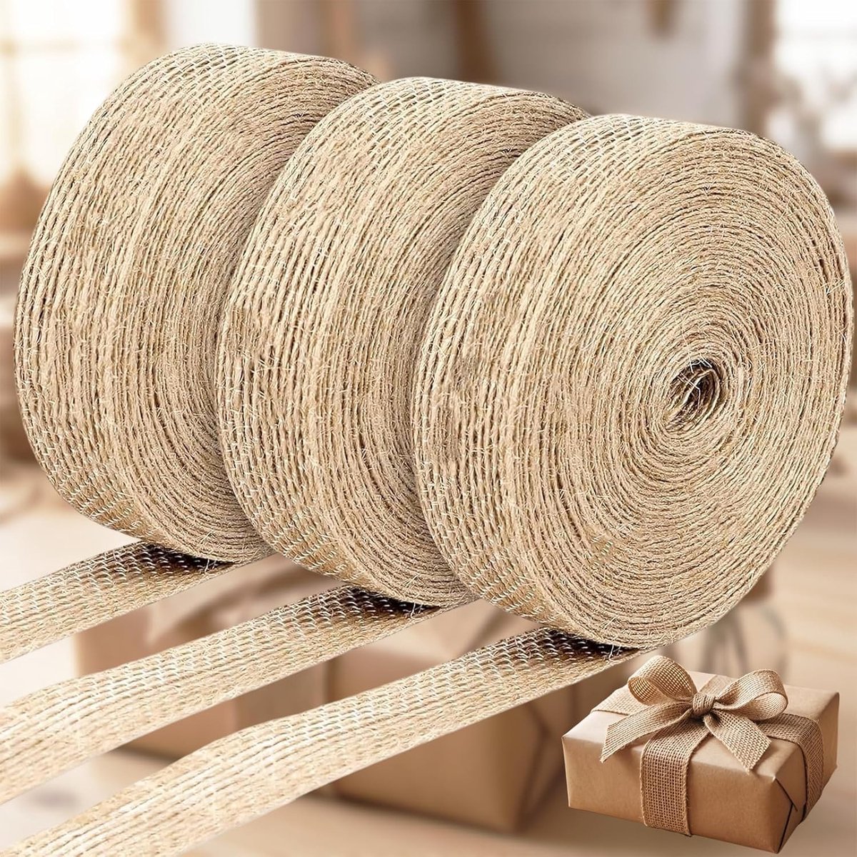 Natuurlijke Jute Lint van 2cm x 10m voor Decoratie, Cadeaus en Ambachtelijke Projecten