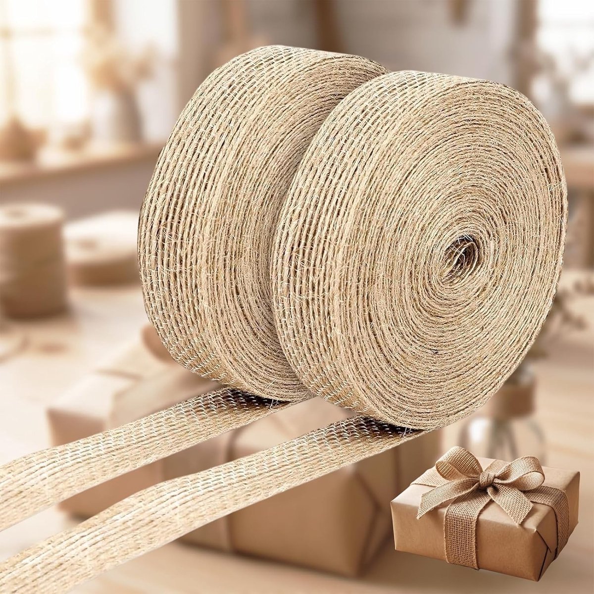 Natuurlijke Jute Lint van 2cm x 10m voor Decoratie, Cadeaus en Ambachtelijke Projecten