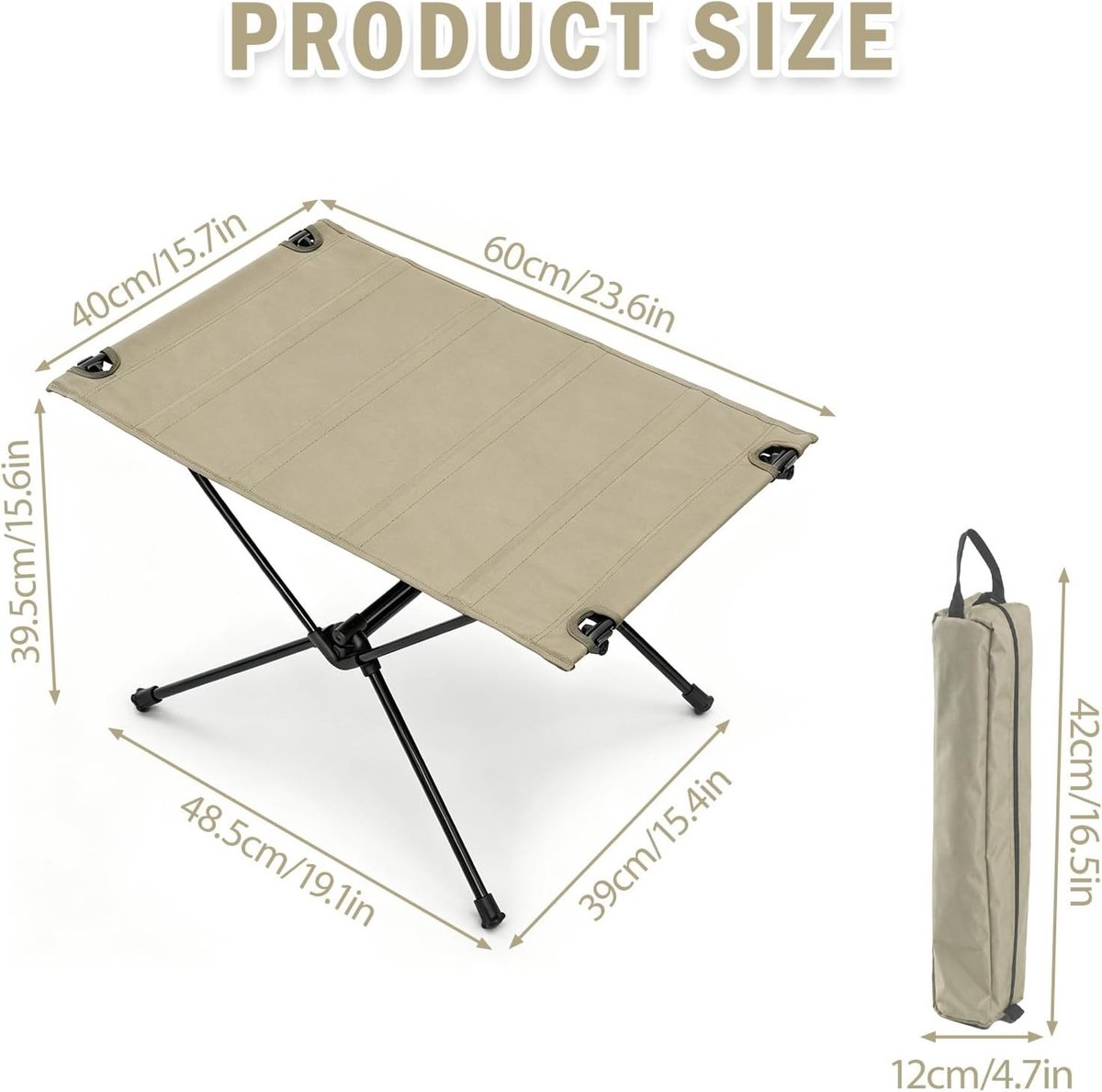 Vouwbare Campingtafel van Ultralicht Aluminium, Stabiel en Draagbaar, 30 kg Laadvermogen, Compact met Draagtas voor Buitenactiviteiten