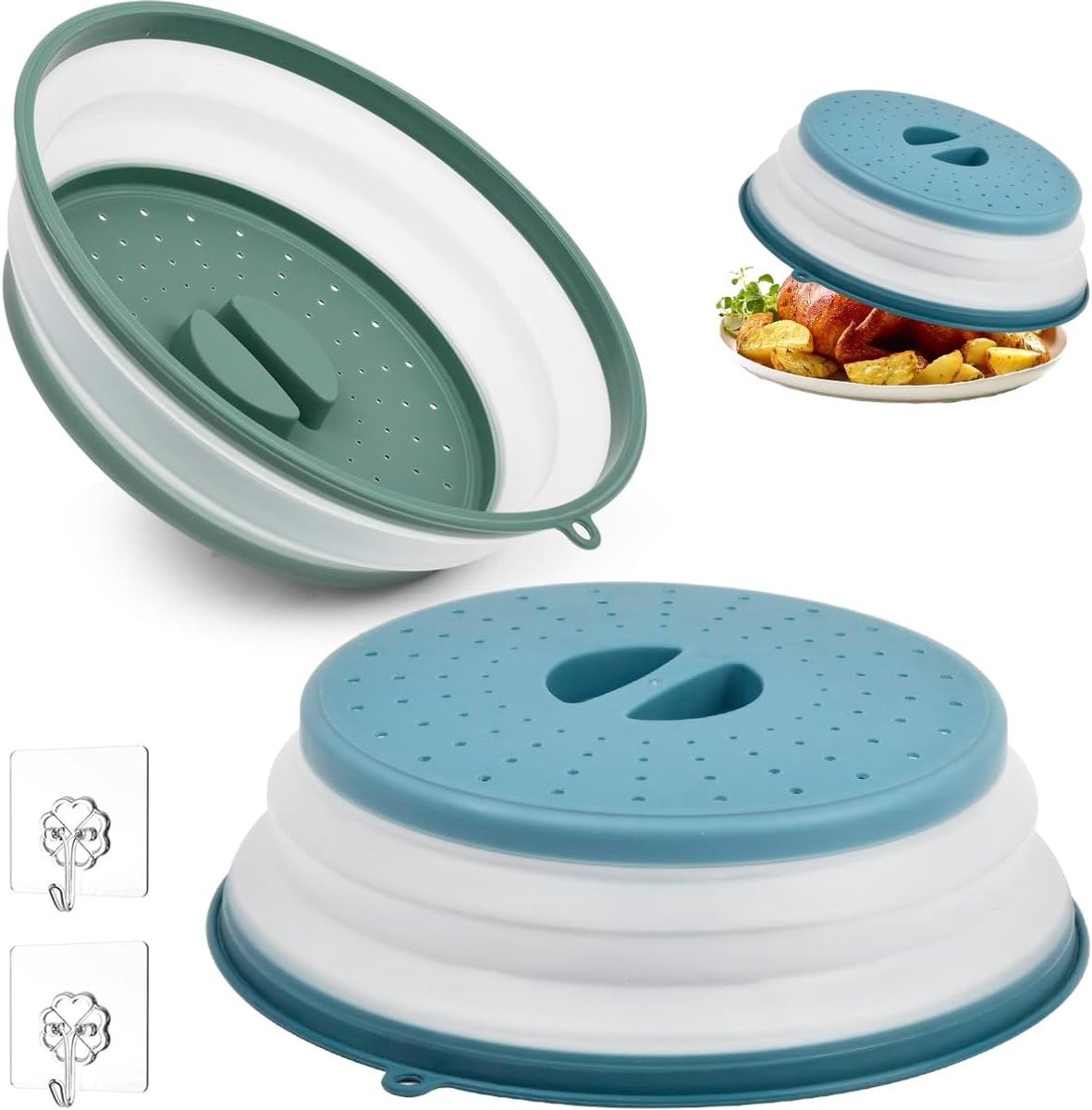 Vouwbare Magnetron Deksel Set van 2 Stuks, 26.5 cm, Geschikt voor Voedsel, Groenten en Fruit