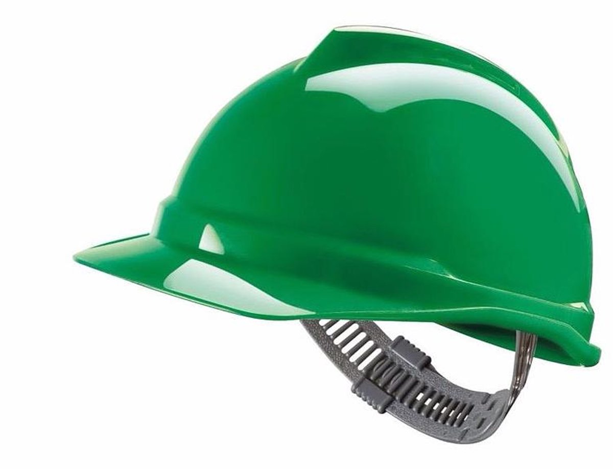 MSA V-Gard 520 Veiligheidshelm Groen - Werk Helm met Push-key Binnenwerk - Bouwhelm Volwassenen - EN397 Gecertificeerd - Niet Geventileerd