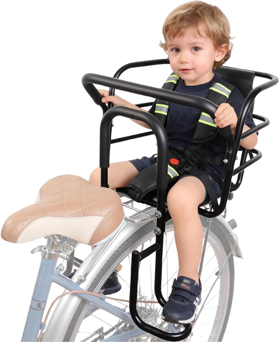 ZRNS® Fietszitje Achter - Kinderzitje Fiets - Fietsstoeltje - Met Rugleuning en Handgreep - Voetpedalen