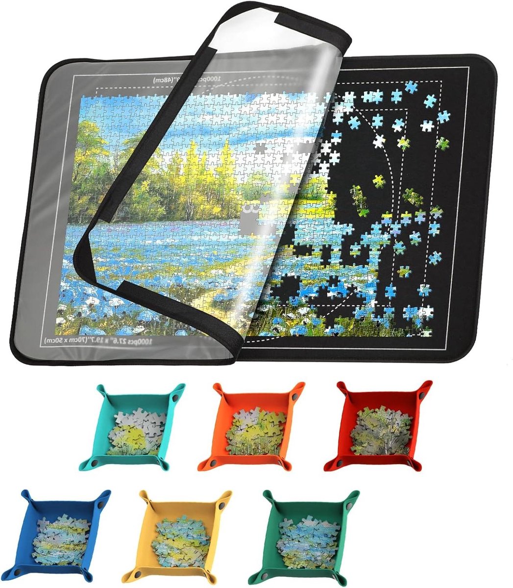 Puzzelbord met Hoes - Puzzel Opbergbord - Puzzels Maken - Stof- en Huisdiervrij - 81 x 56 cm - Zwart