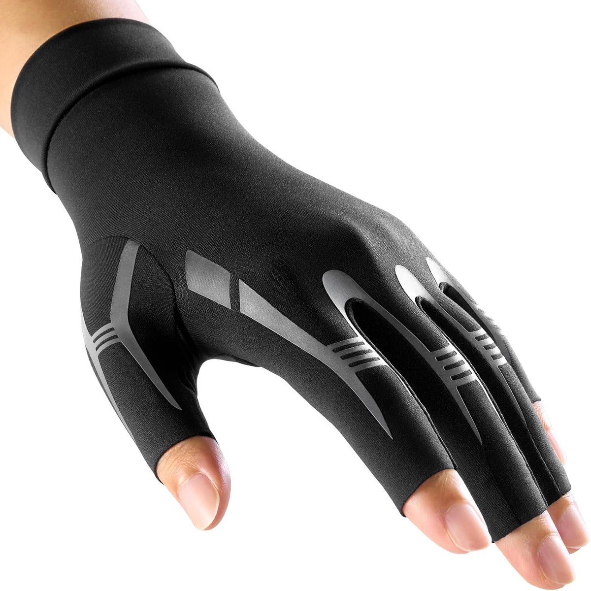 Tolvia Handschoenen - Compressiehandschoenen - 1 Paar -Vingerloze Handschoenen - Voor Dames en Heren - Maat M - Zwart