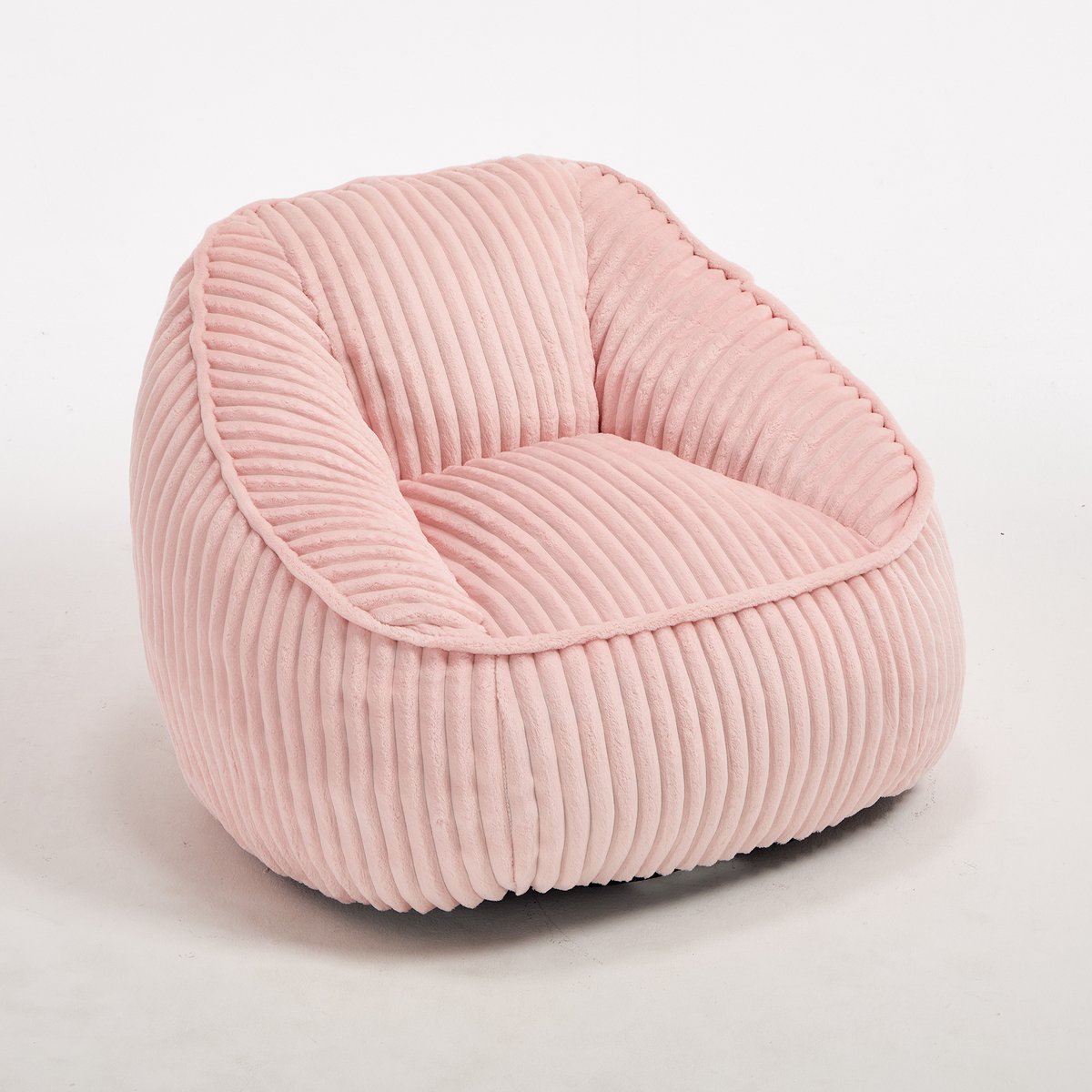 Zitzak met memoryschuimvulling, gestreepte bubbelpluche, pluizig, knus, gezellige sofa voor woonkamer, appartementen en studentenkamers- Roze