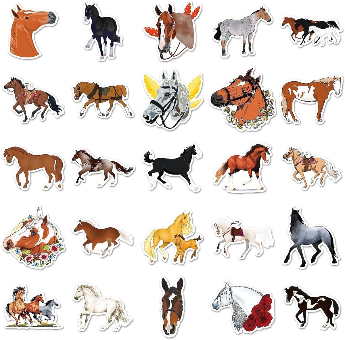 100 Stuks Paard Stickers - Waterdichte Vinyl Stickers voor Skateboards, Fietsen en Koffers - Perfect voor Kinderen en Tieners