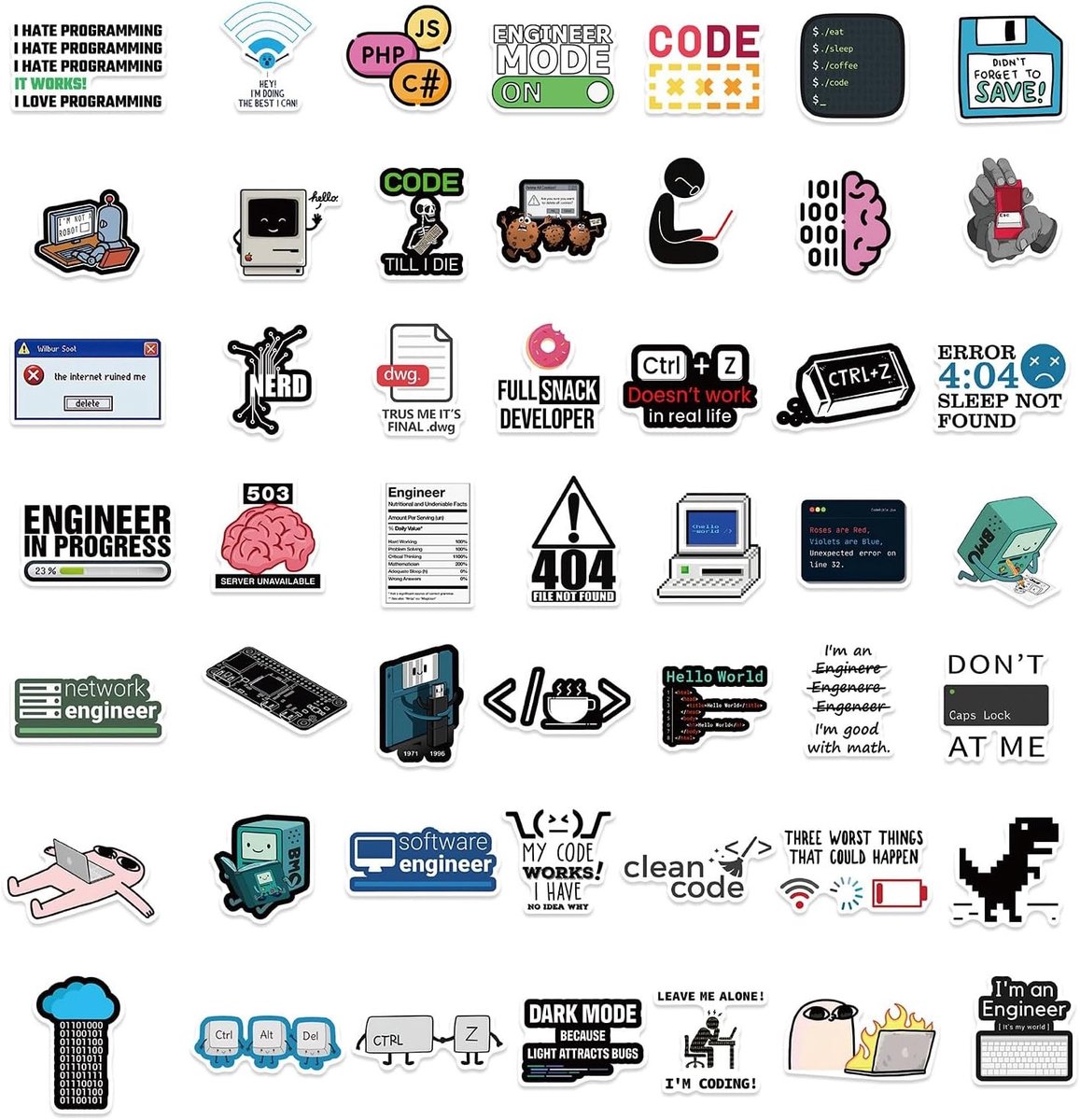 50 Stuks Programmeren Stickers voor Skateboards, Fietsen en Laptops - Waterdichte Graffiti Stickers voor Kinderen en Tieners