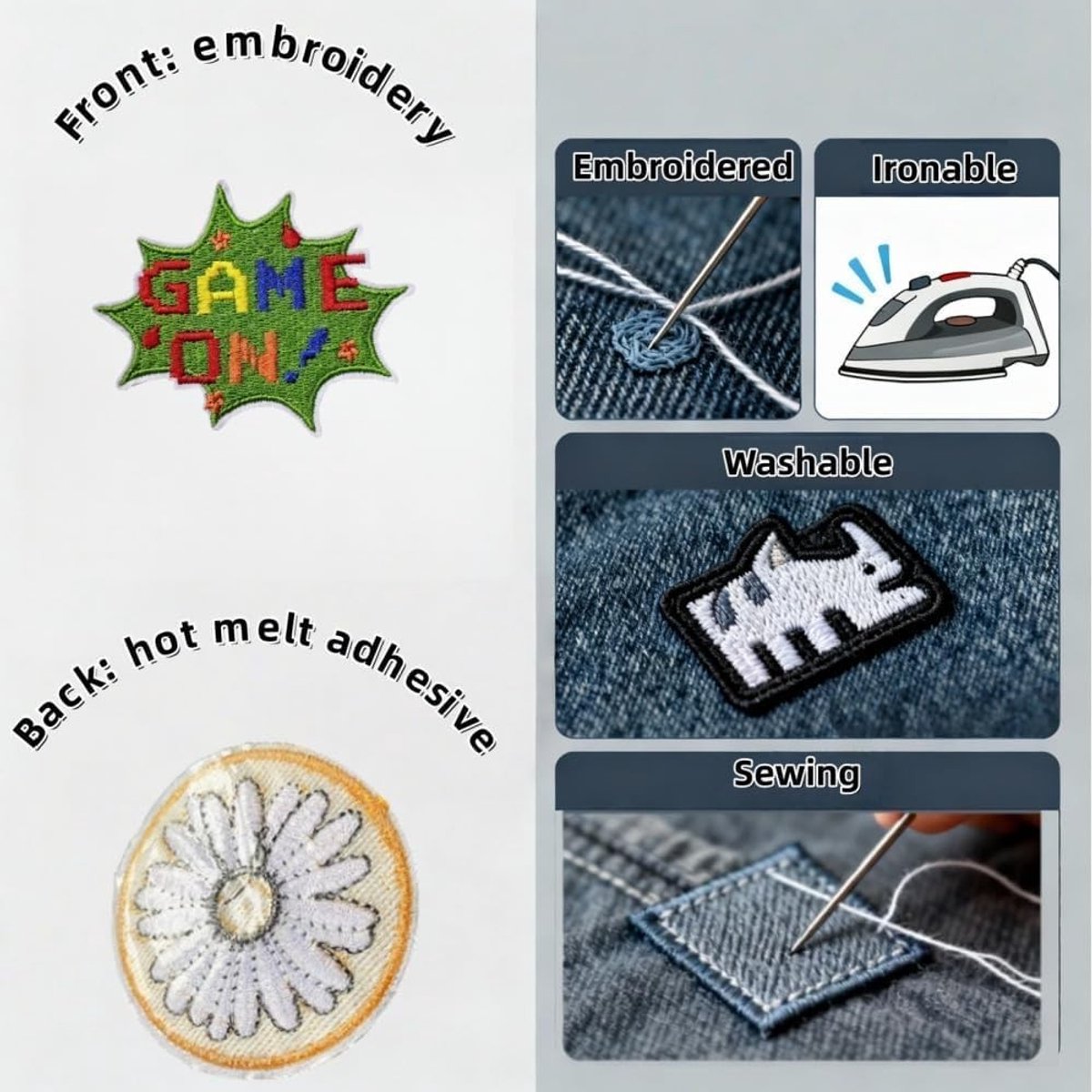 18 geborduurde videogame-patches om op te strijken of naaien voor kleding, tassen en accessoires