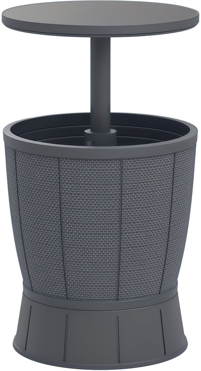 Outsunny Patio Bijzettafel Kunststof Ø49 x 58-84H cm Grijs