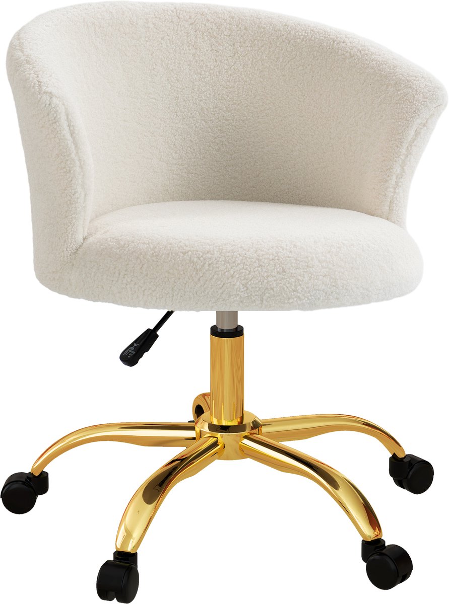 Vinsetto Bureaustoel-Polyester, Staal-58L x 56B x 68-76H cm-Wit