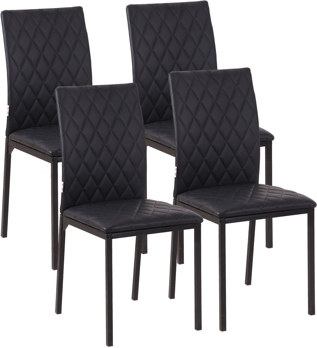 HOMCOM eetkamerstoel - kunstleer - staal - 41L x 50B x 91H cm - zwart