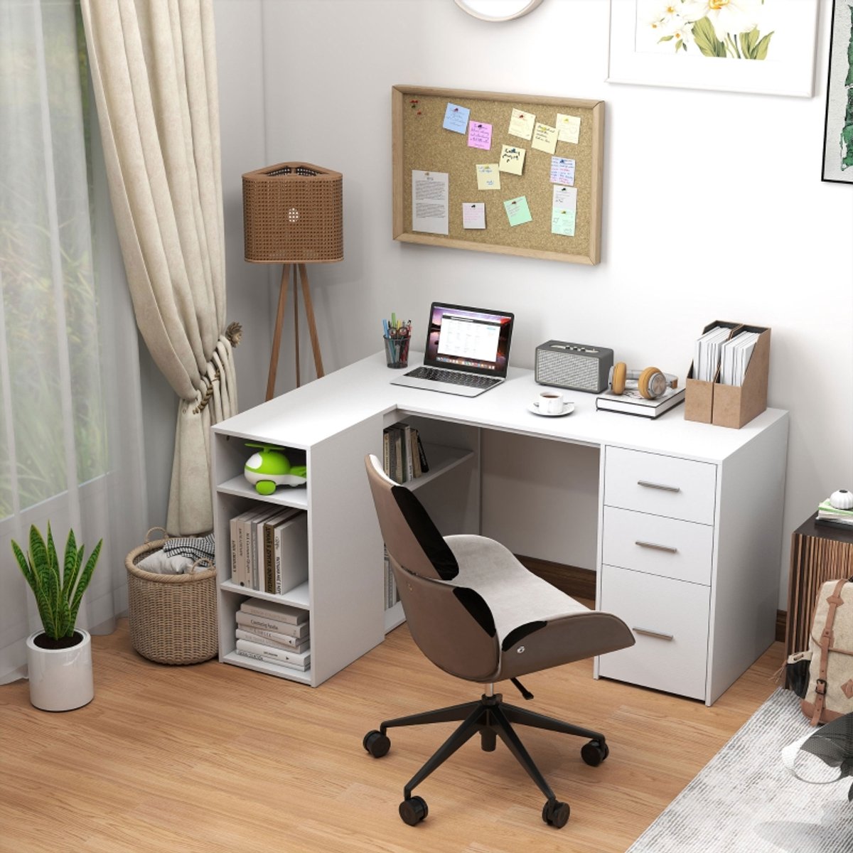 null Hoekbureau L-vormig Computerbureau - afbeelding 4