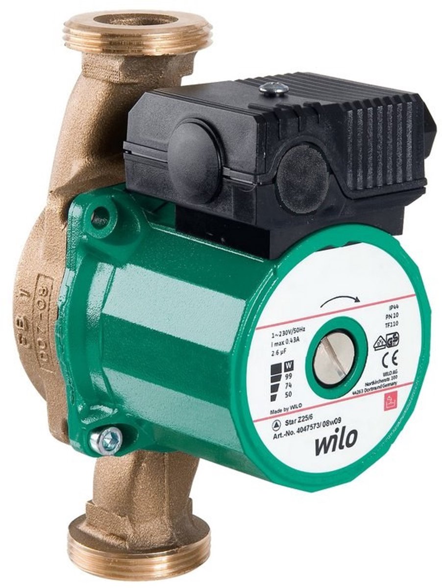 Wilo Star-Z 25/2 tapwater circulatiepomp 1½" 400V inbouwmaat 180mm