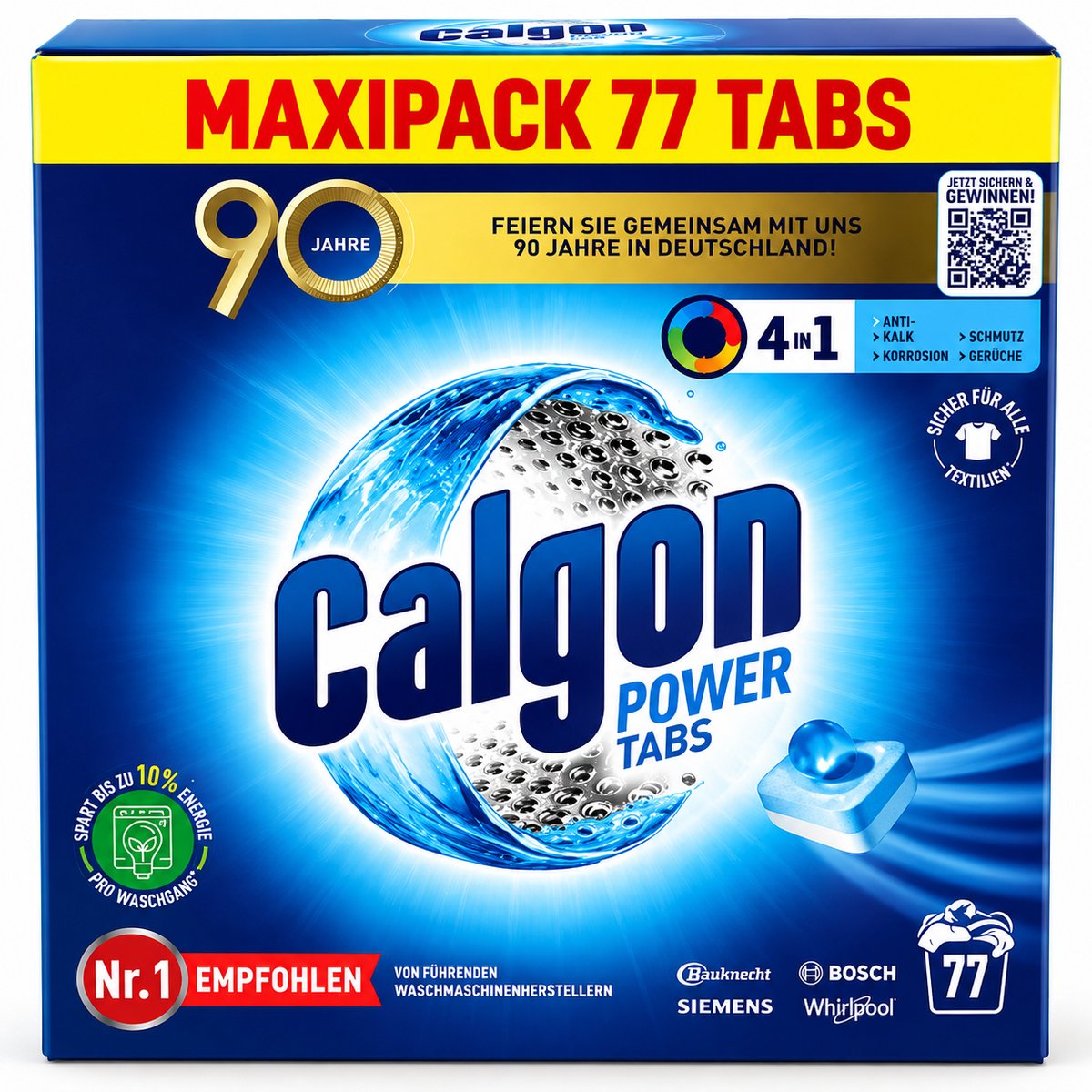 Calgon 4-in-1 Power Tabs Waterontharder 77 Tabletten - Voordeelverpakking