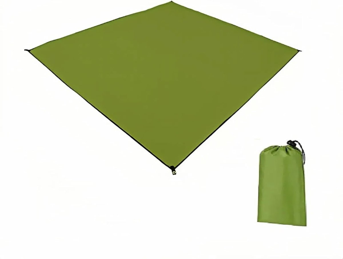 Ultralight Tarpaulin en Vloermat voor Kamperen, Picknicken en Strandactiviteiten - Waterdicht en Duurzaam, Geschikt voor 1 tot 4 Personen, 210 x 150 cm Groen