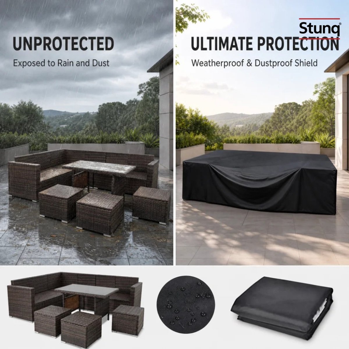 Stunq Tuinmeubelhoes zwart waterdicht UV-bestendig