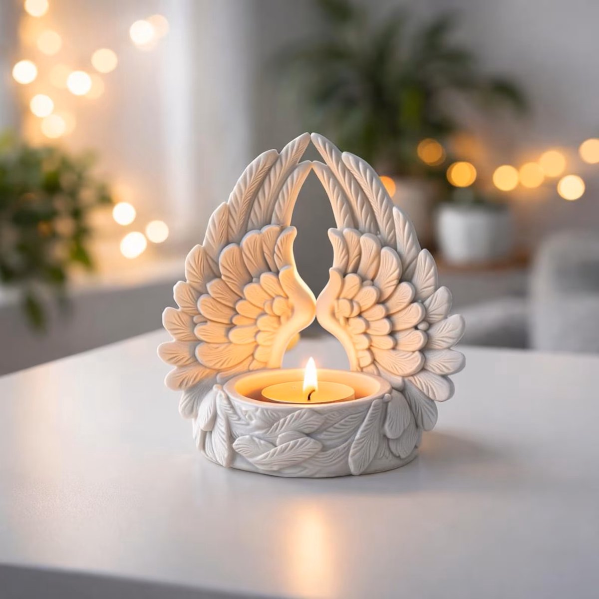 Jay´s 3d shop Kandelaar met engelenvleugels Beige
