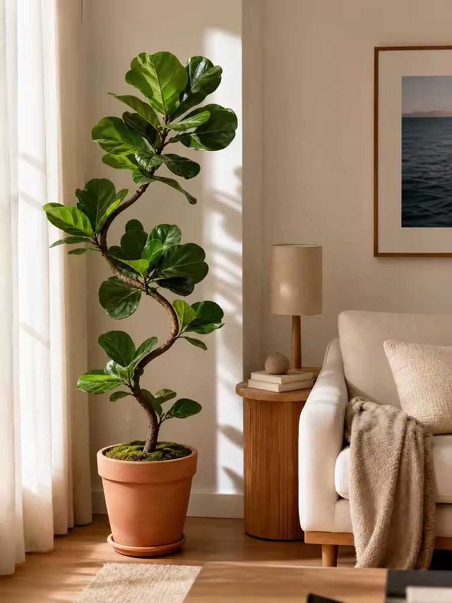 Gudalio Kunstplant - Nepplant - Ficus Lyrata - Vioolbladplant - S-vormig - Decoratie - Incl Pot - Realistisch - 150 cm - Groot